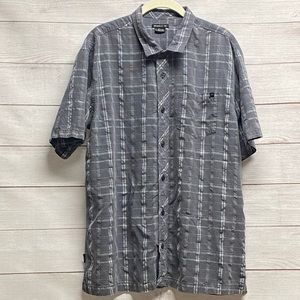 L O’Neill Grey and White Plaid Button Down Shirt